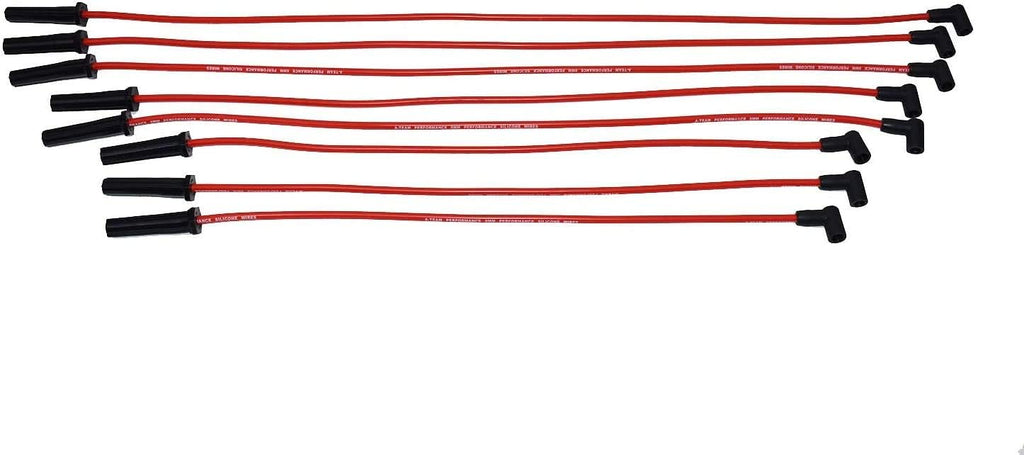 Red 8.0mm Spark Plug Wires & 45K Volt Coil Distributor M2943