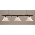 Three Light Billiard Dark Granite Finish with Alabaster Glass Q123959