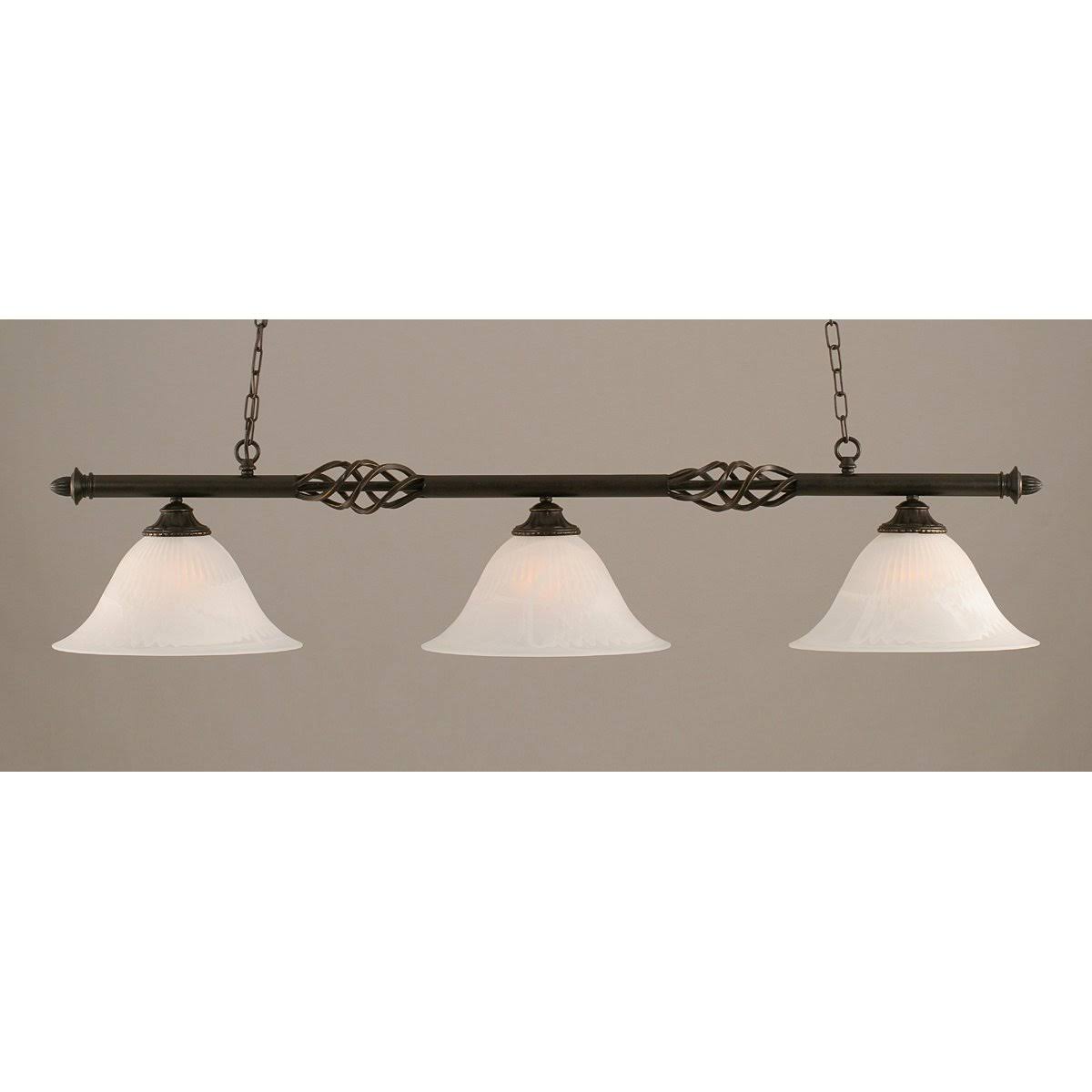 Three Light Billiard Dark Granite Finish with Alabaster Glass Q123959