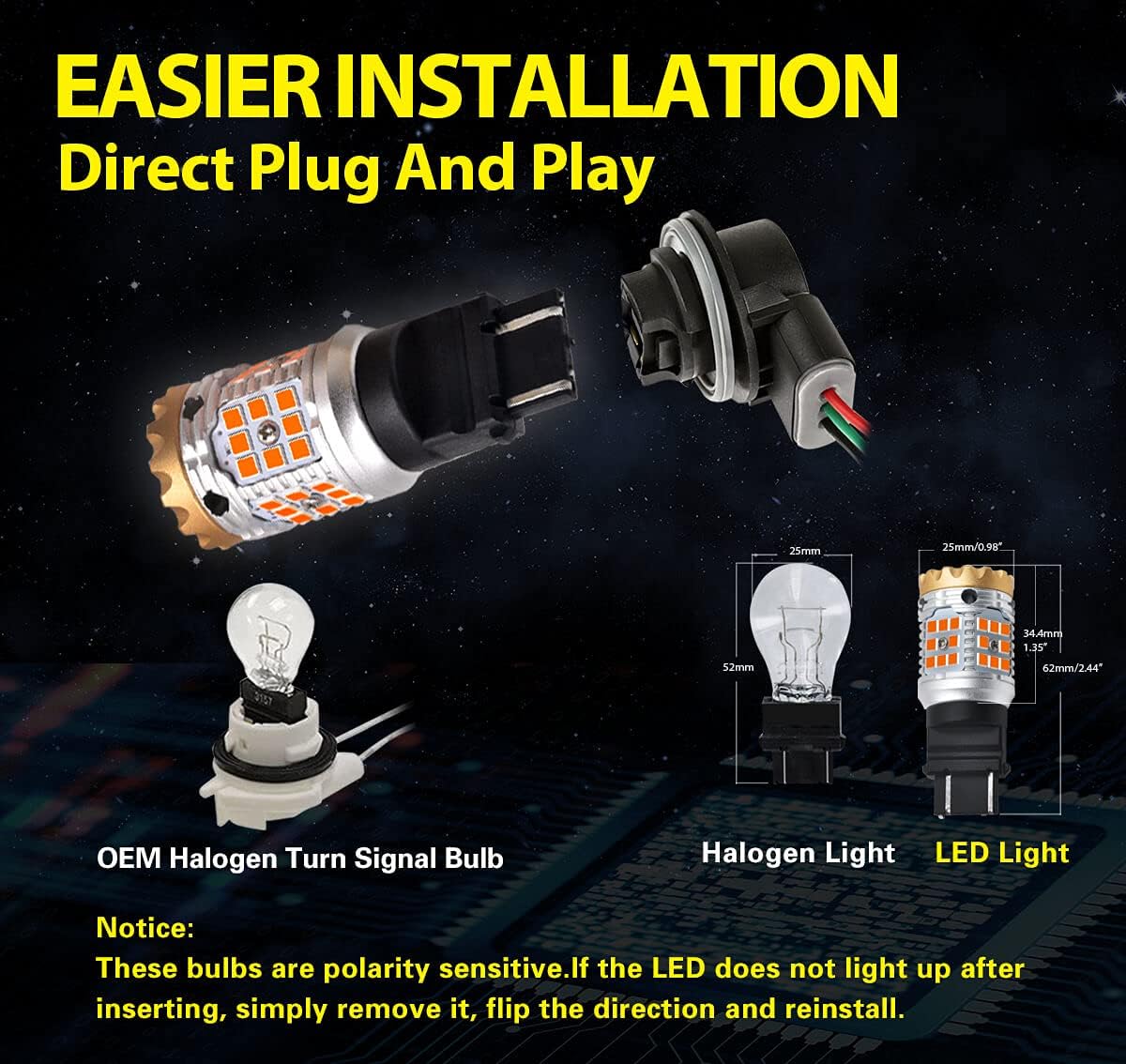3157 LED Bulb Amber/Yellow with Standard Socket B10967