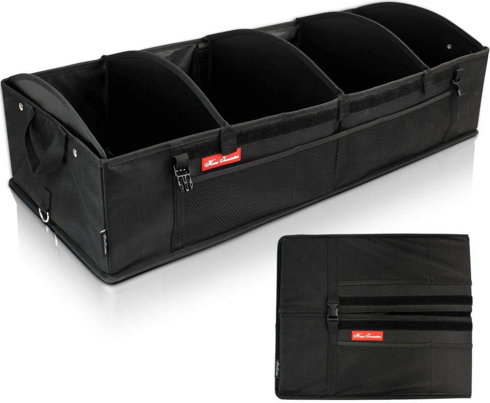 Trunk Organizer with 4 Adjustable Compartments Foldable Portable Car Organizer G63433