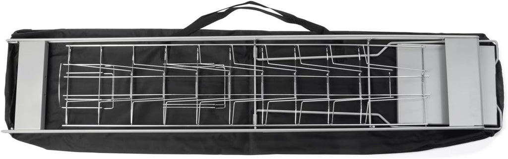 Silver Steel Floor-Standing Magazine Rack with 10 Pockets, Carrying Bag Included I835