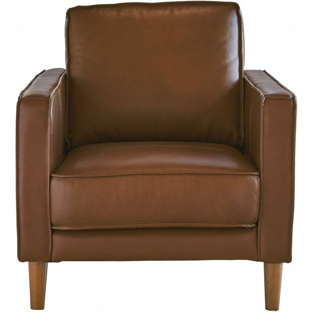 Chestnut Top-Grain Leather Armchair Y271
