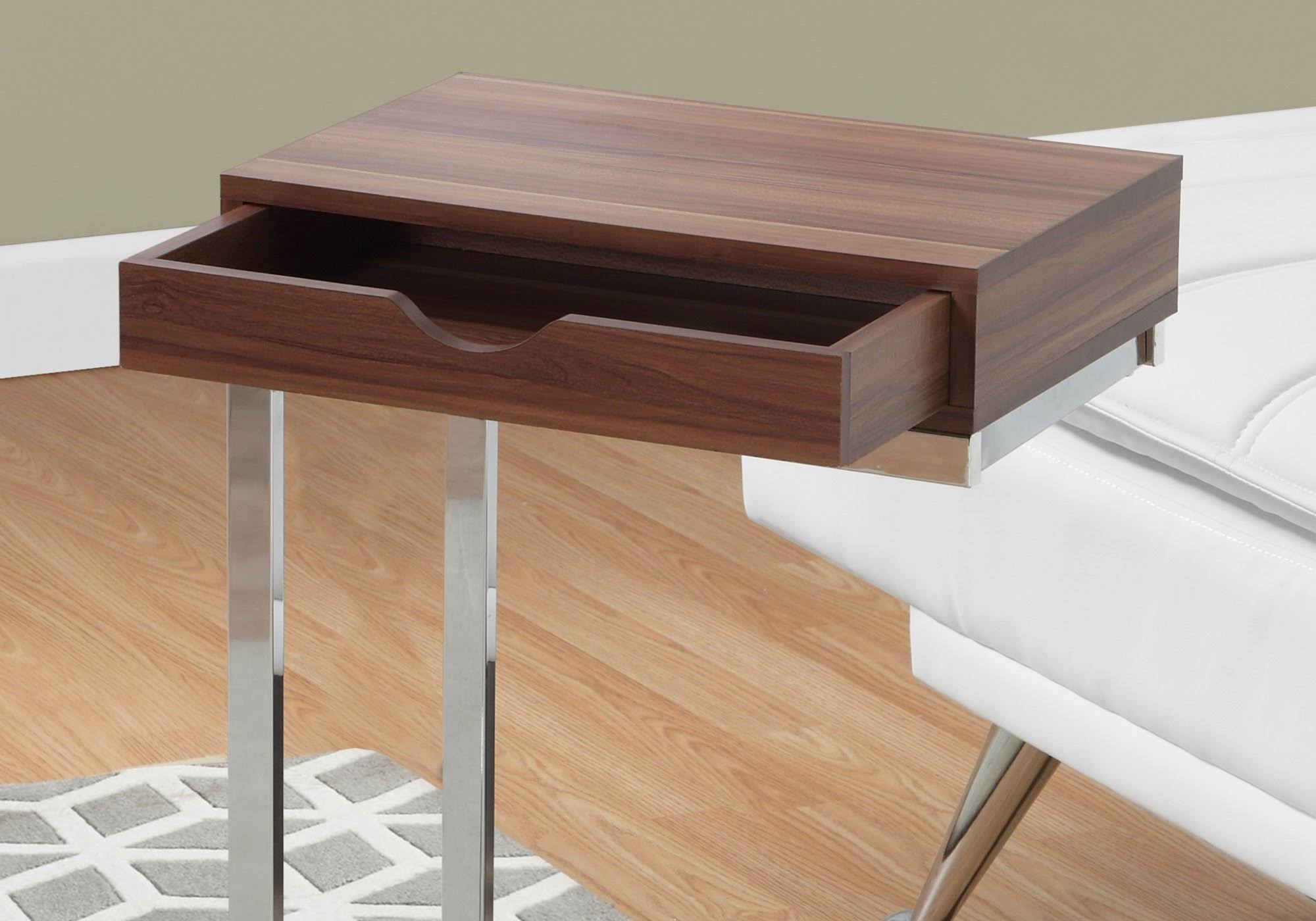 Cappuccino Finish and Black Metal Accent Table F13232