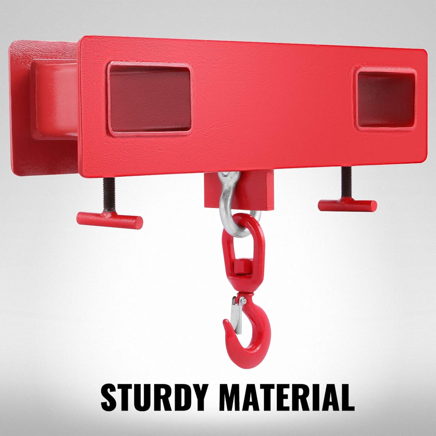 Forklift Lifting Hook, 4400lbs Capacity, Red, with Swivel Hook and Two Large T-Screws H370835