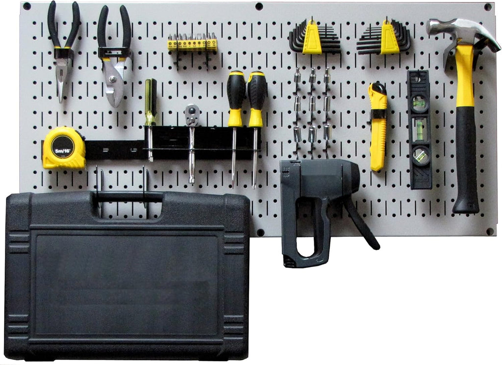 Red Pegboard Pack of 2 Metal Wall-Mounted Pegboard Tool Storage Unit J95582