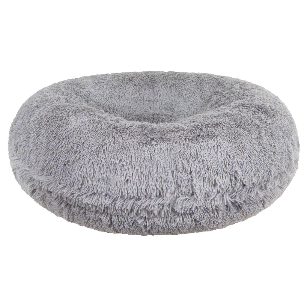 Siberian Grey Shag Faux Fur Bagel Pet Bed, Small - 30 inch Z618