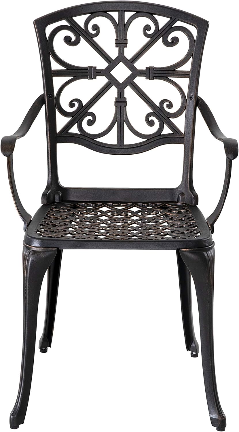 3 Piece Cast Aluminum Patio Bistro Table Set with Umbrella Hole W101