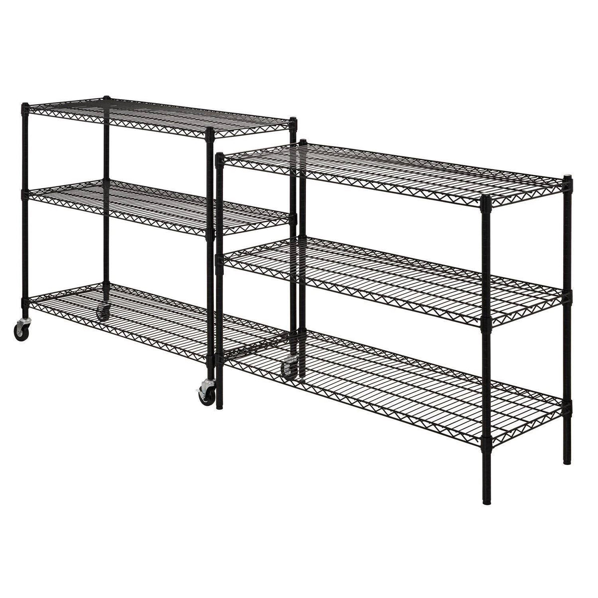 Black 6-Tier Wire Shelving Unit with Rubber Casters F552220