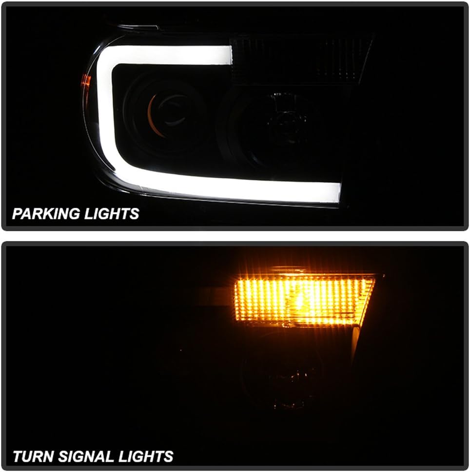 Black LED Tube Projector Headlights Pair P7729