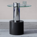 Clear Glass End Table with Stainless Steel and Black Base C948