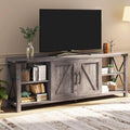 Rustic Gray Wood TV Stand with Storage Cabinets D58352