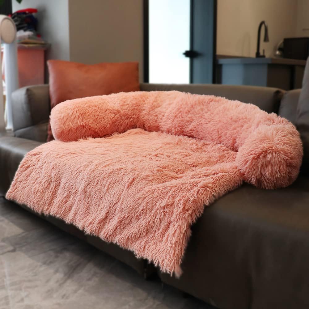 Silver Grey Medium Pet Couch Protector with Memory Foam Neck Bolster U936053