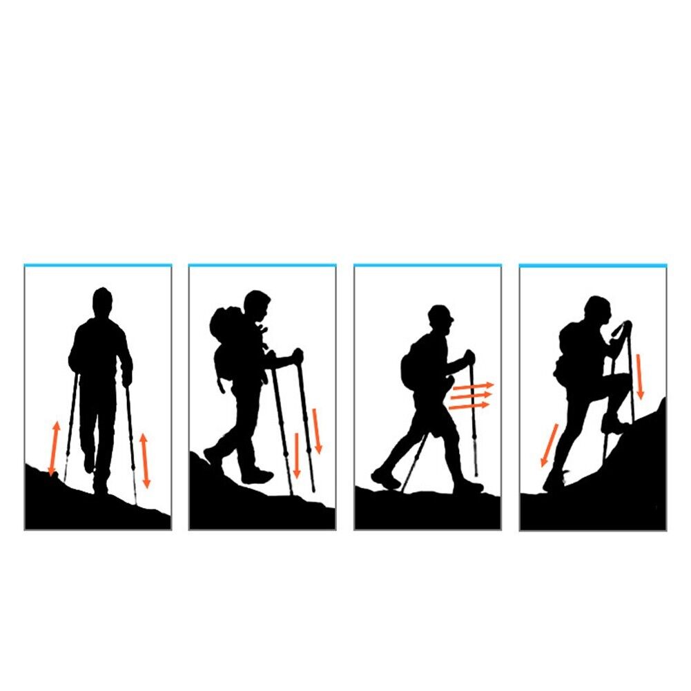 Folding Walking Stick Cane Telescopic Hiking Trekking Poles Retractable with Bag Y367650