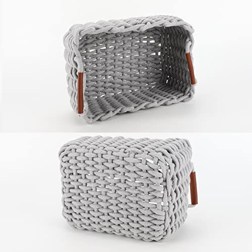 Set of 3 White Cotton Rope Woven Storage Basket D63771