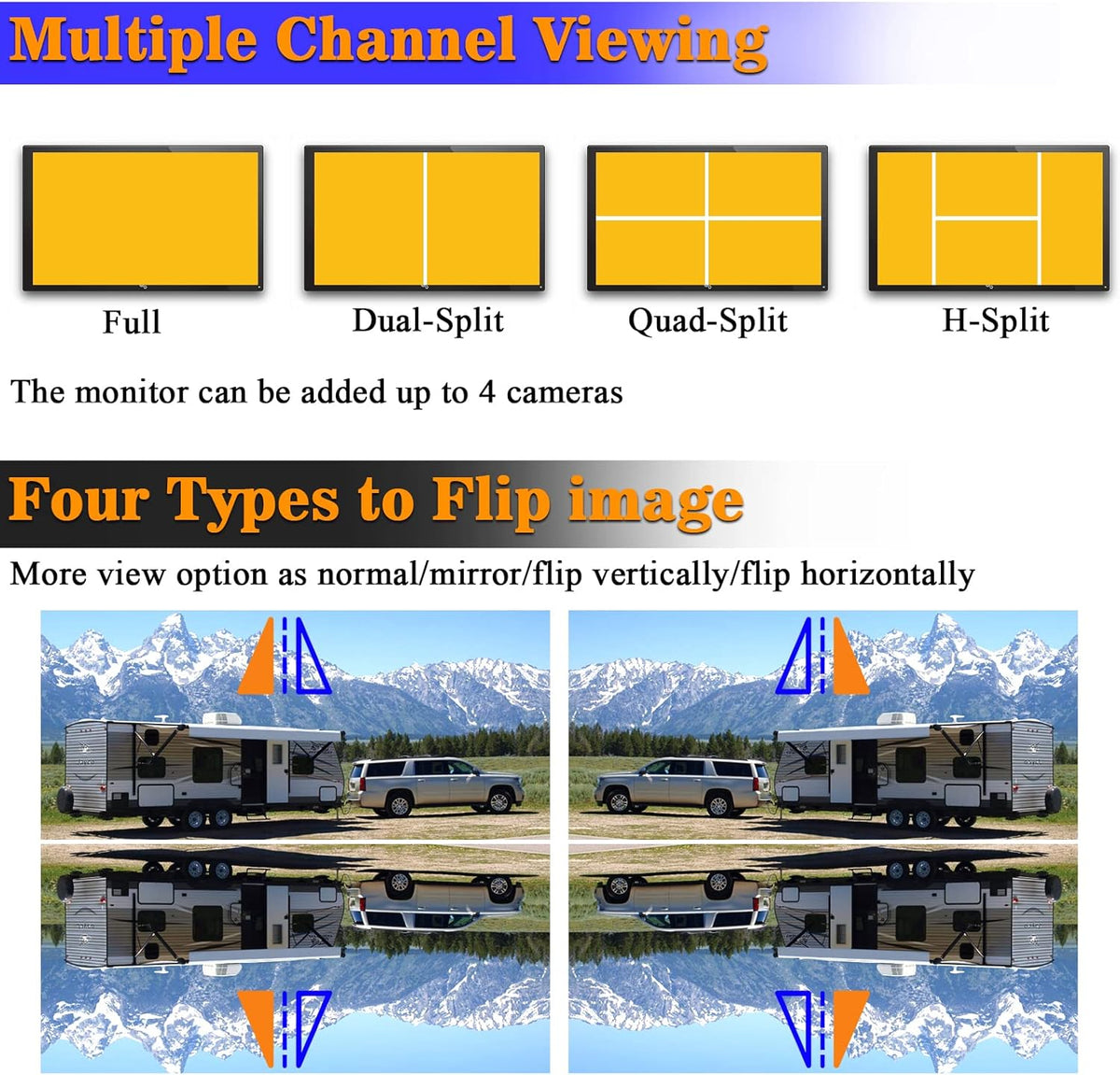 Wireless Backup Camera RV HD 1080P 7 Inch Monitor Four Channels DVR Recorder Bluetooth Rear View System Night Vision A362517