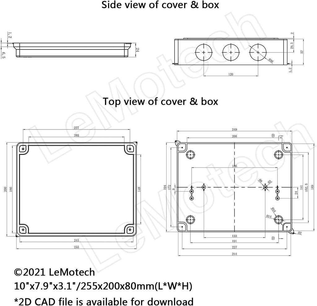 ABS Plastic IP65 Junction Box White 10 x 7.9 x 3.1 inch Pack of 2 Z6710