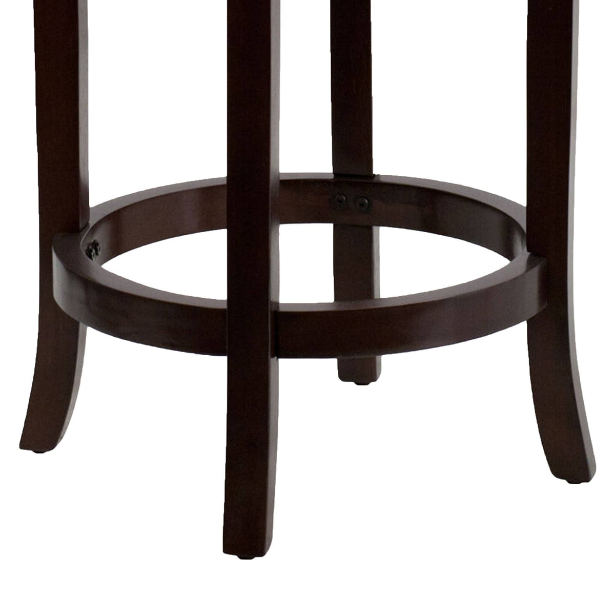 24 Inch Backless Cappuccino Wood Counter Height Stool with Black Leather Swivel Seat C718
