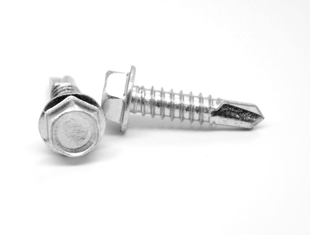 #8-18 x 1 5/8x22 (FT) Self Drilling Screw Hex Washer Head Low Carbon Steel Zinc Plated Pk 2700 L26646