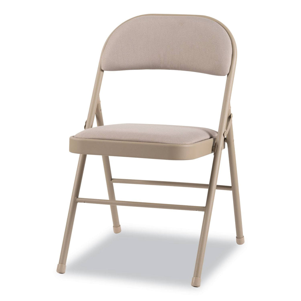 Steel Folding Chair with Fabric Back and Seat, Tan, 4/Carton E3152