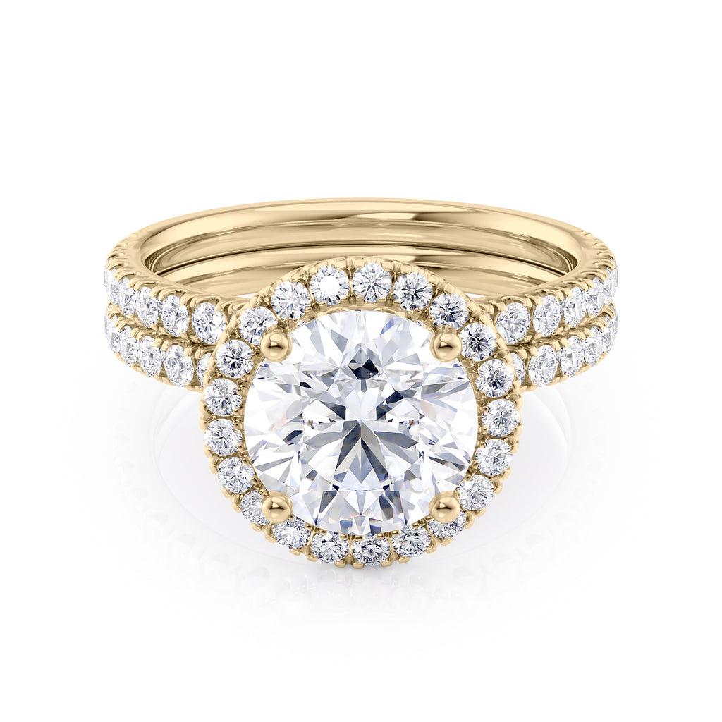 14k Yellow Gold Diamond and Moissanite Halo Engagement Ring Size 7.5 R4570