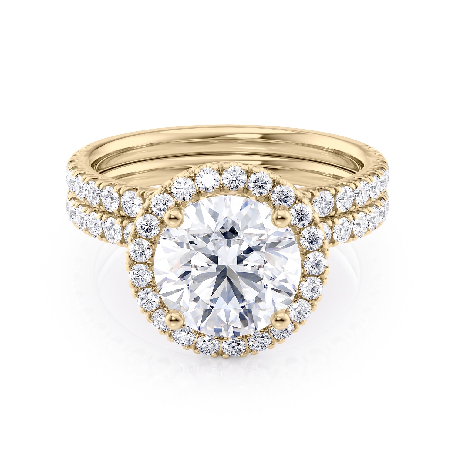 14k Yellow Gold Diamond and Moissanite Halo Engagement Ring Size 7.5 R4570
