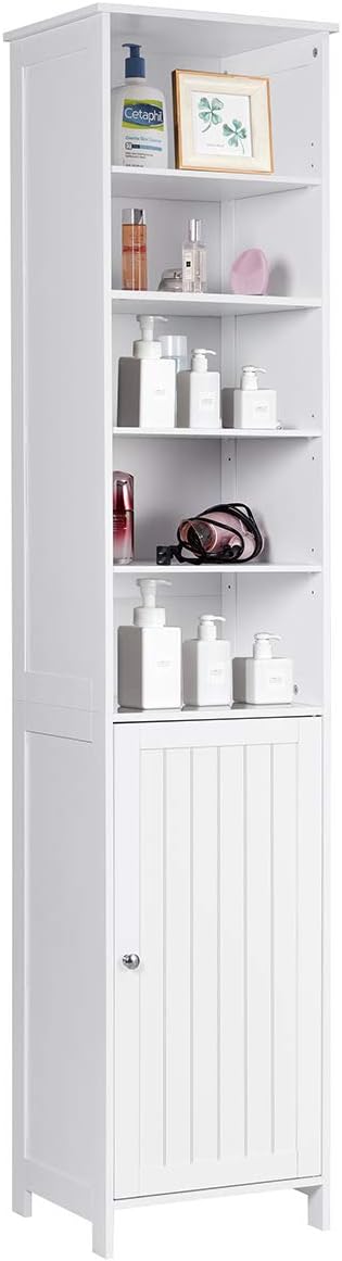 Gray Tall Bathroom Tower Cabinet with Adjustable Shelves B205