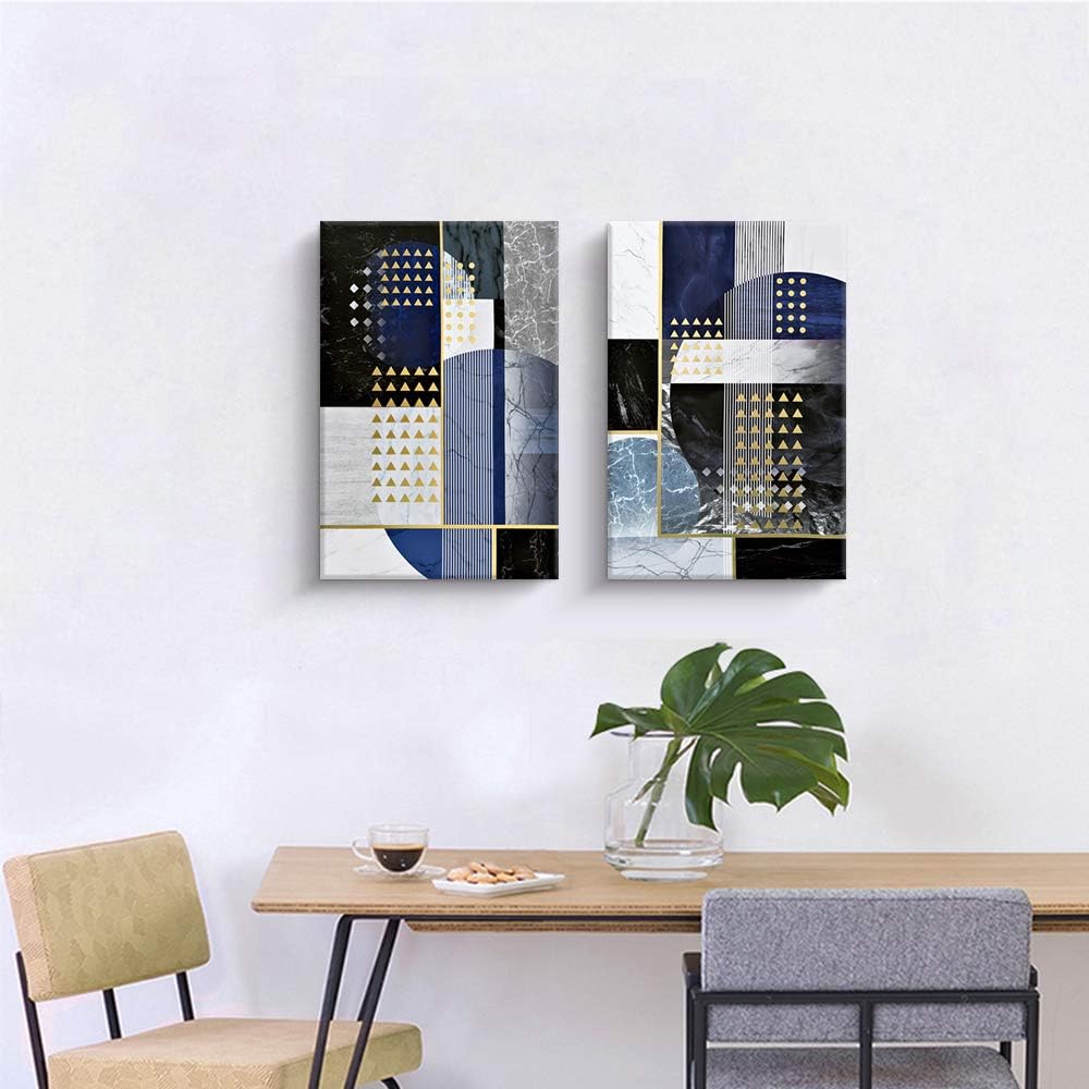 Black and White Abstract Canvas Art with Gold Foil, 20x40 Inch Pack of 2 S687478