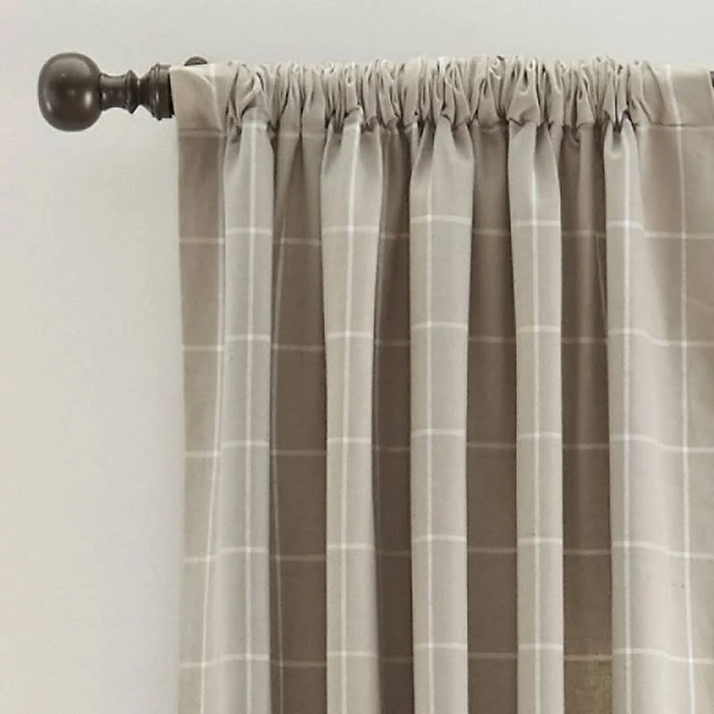 Ivory/Natural Windowpane Drapery Panel 96x22 I8226