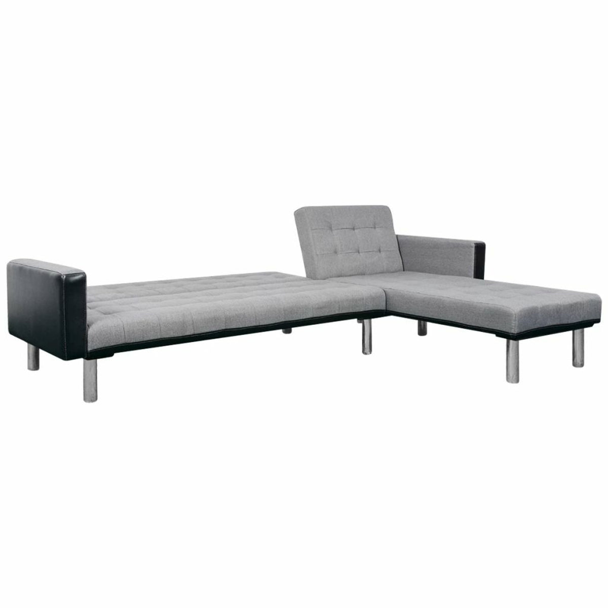 L-shaped Sofa Bed Fabric Black and Gray I30387