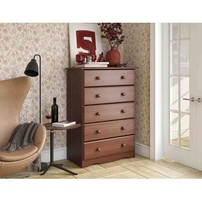 Mocha 5 Drawer Solid Wood Chest A636