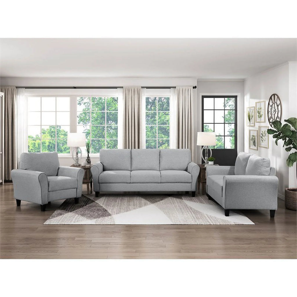 Transitional Solid Wood and Polyester Love Seat in Dark Gray/Black E2332