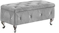 Grey Velvet Ottoman Bench with Flip Top Z37877