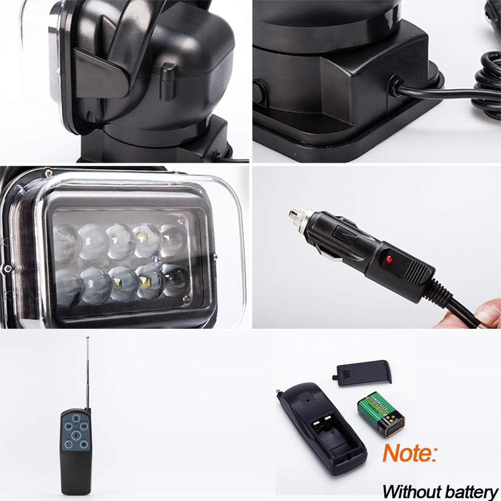 50W CREE LED Rotating Remote Control Searchlight Work Light 12-24V D179919