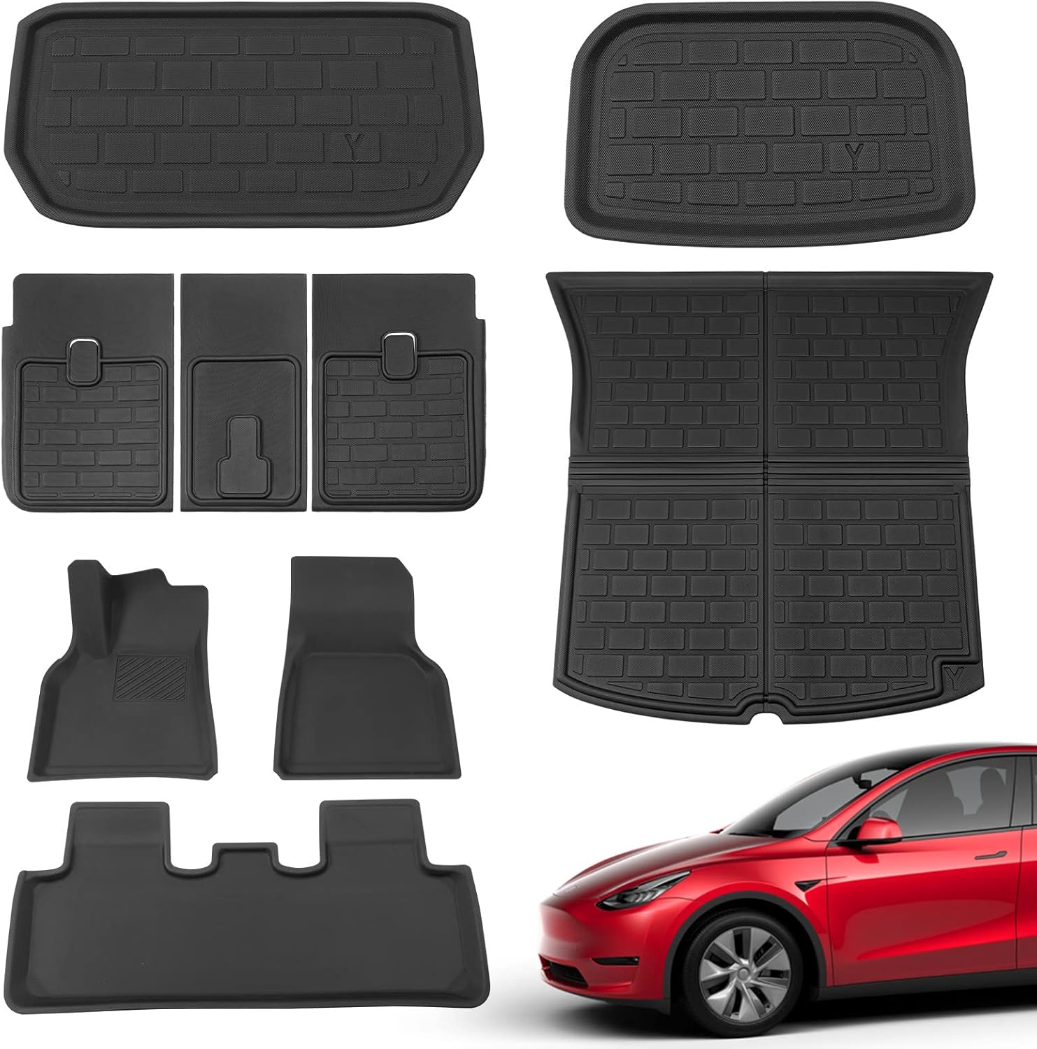 Tesla Model Y Trunk Mat Rear Storage Mat Cargo Liner Set of 9 Mats for 5 Seats L810645