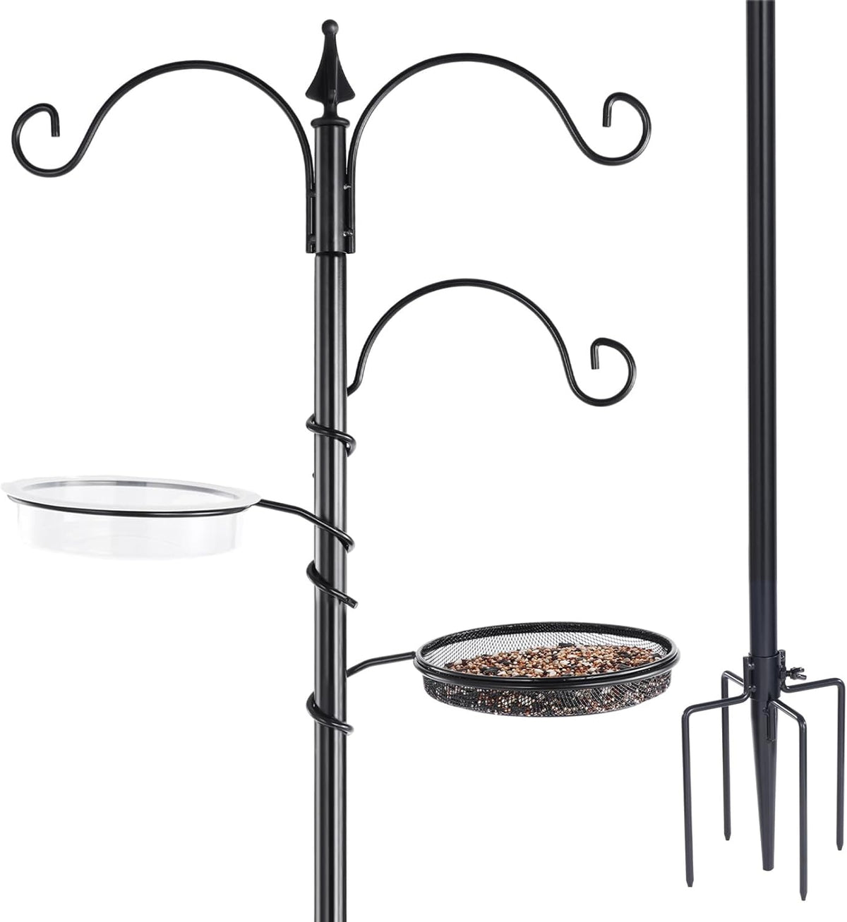 Black 77" Bird Feeder Pole with 5 Prong Base S705