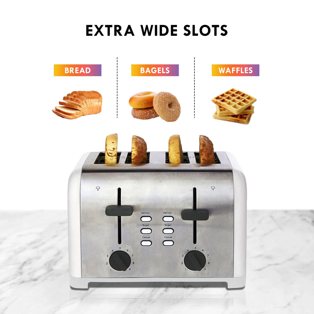 4-Slice Stainless Steel Toaster with Dual Controls I9611