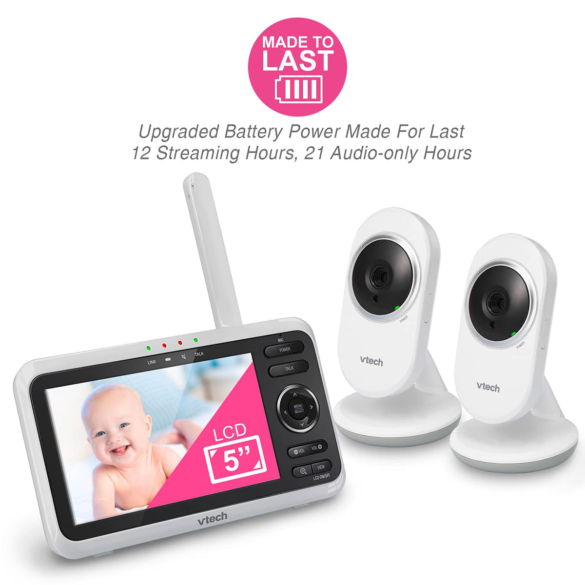 Video Monitor with 5 Screen, 2 Cameras, 1000ft Range, Night Vision, 2-Way Talk G3036