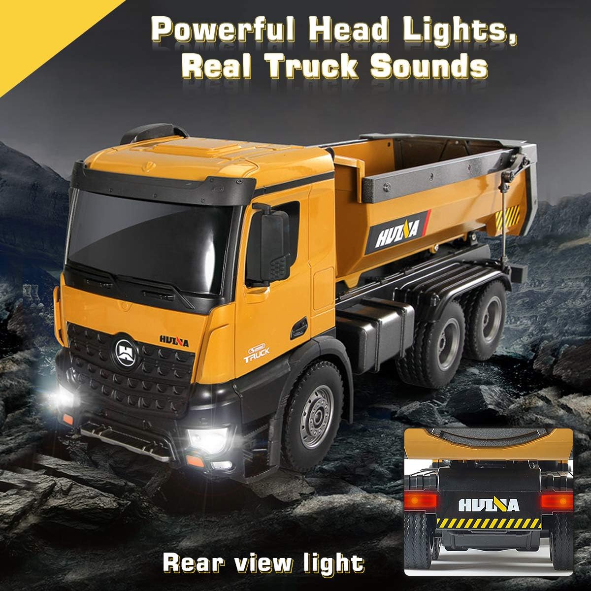 1/14 Scale Metal RC Dump Truck Toy with LED Lights O5568