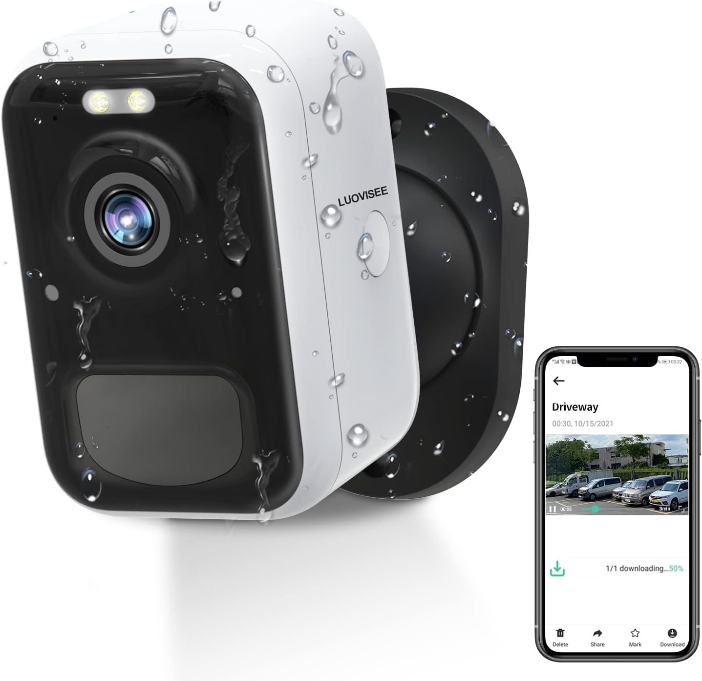 Outdoor Battery Camera Wireless Home Security Surveillance Wi-fi Camera with Night Vision Audio Alert Siren IP66 Waterproof SD Cloud J55123