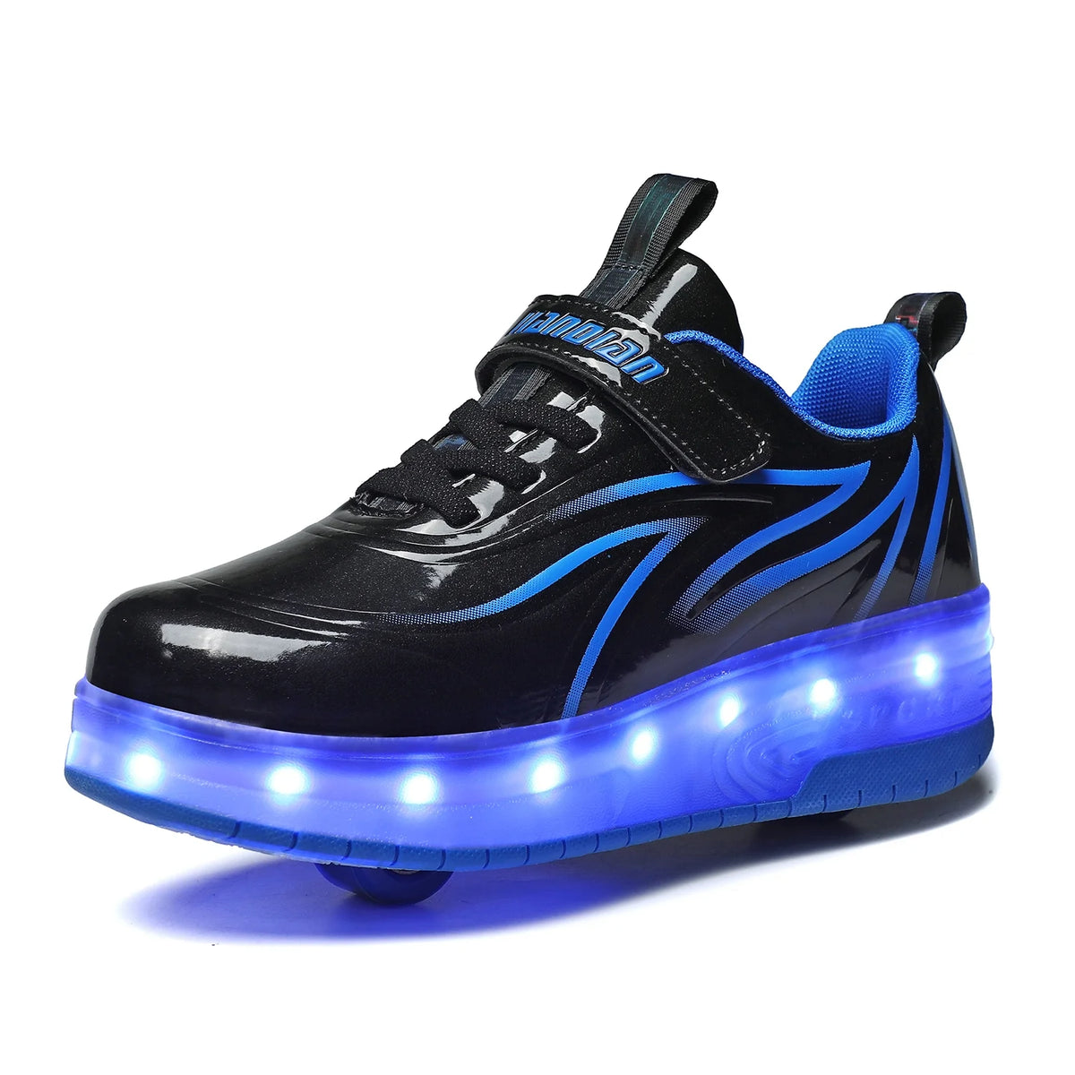 Kids Roller Skates LED Light Up Shoes 2 Wheel Skate Sneaker T8777