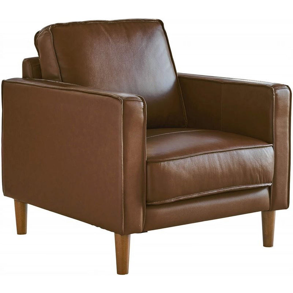 Chestnut Top-Grain Leather Armchair Y271