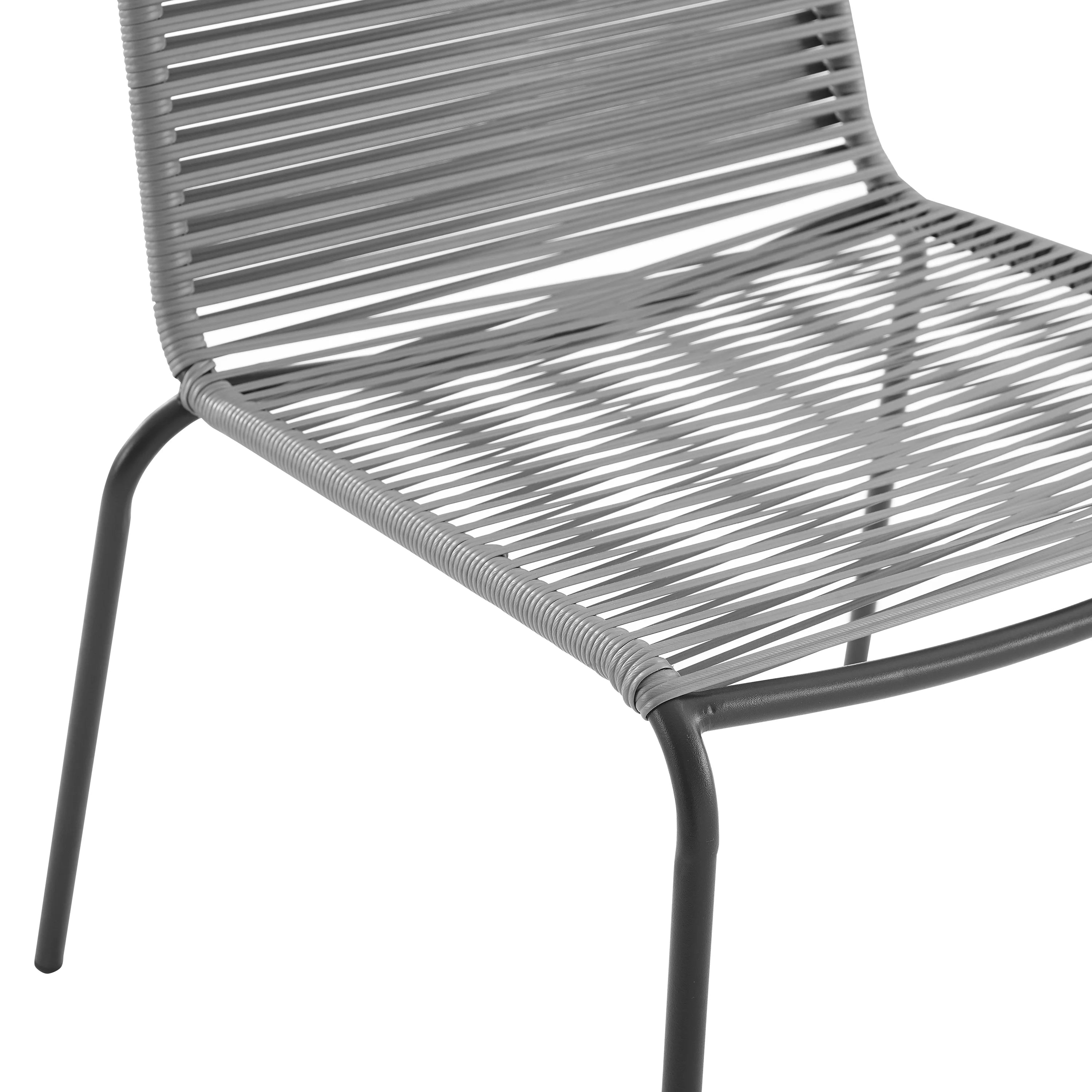 Gray Wicker Rattan Stackable Chair Set of 2 O656