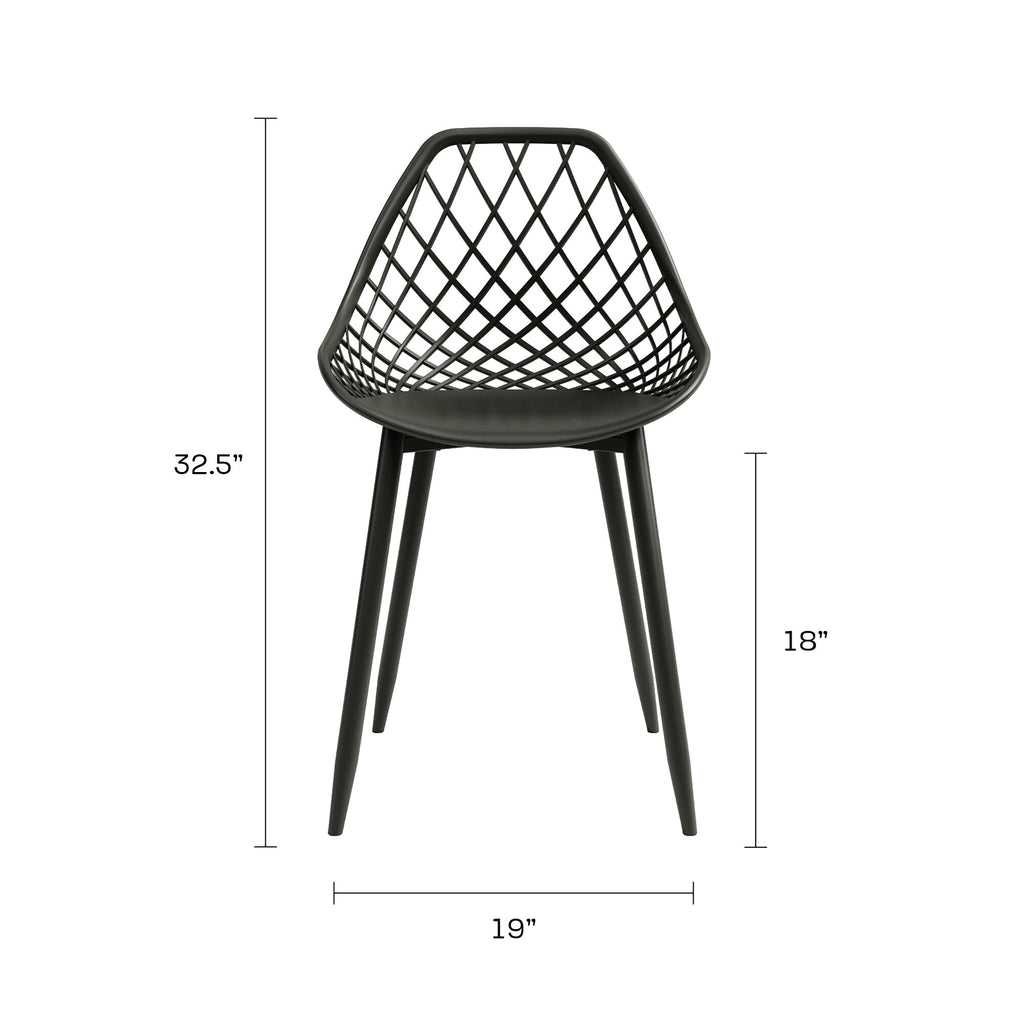 Black Plastic and Steel Dining Chair 2 Piece Set L120