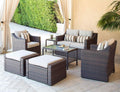 7-Piece Wicker Conversation Furniture Set with Glass Coffee Table-Gray B7377