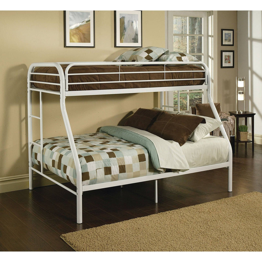Twin Over Full White Metal Tube Bunk Bed K8349