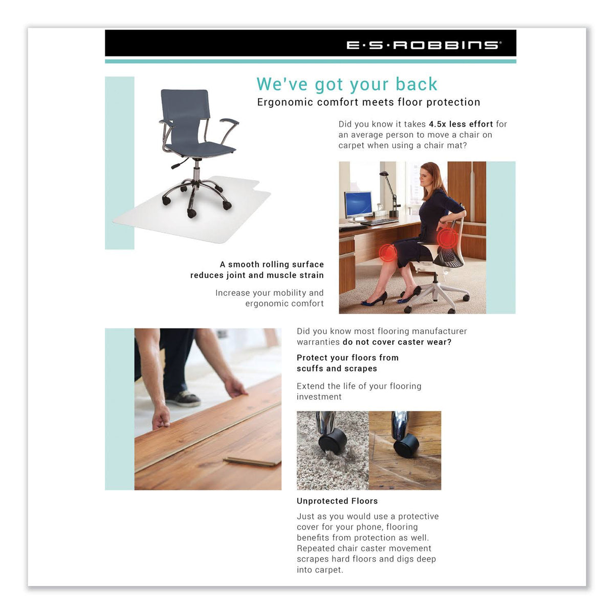 Clear Rectangular 46 x 60 Chair Mat A9627
