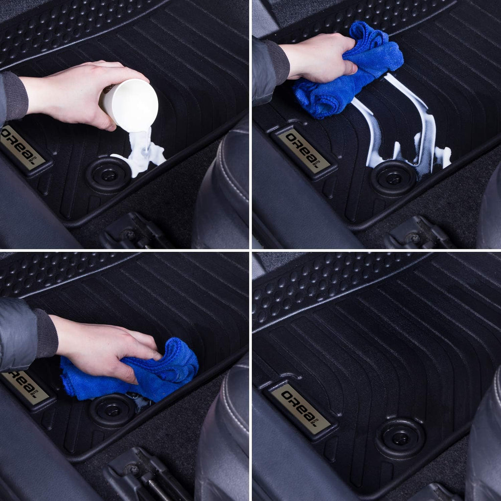 Black Floor Mats Front and Rear Car Carpet U32804