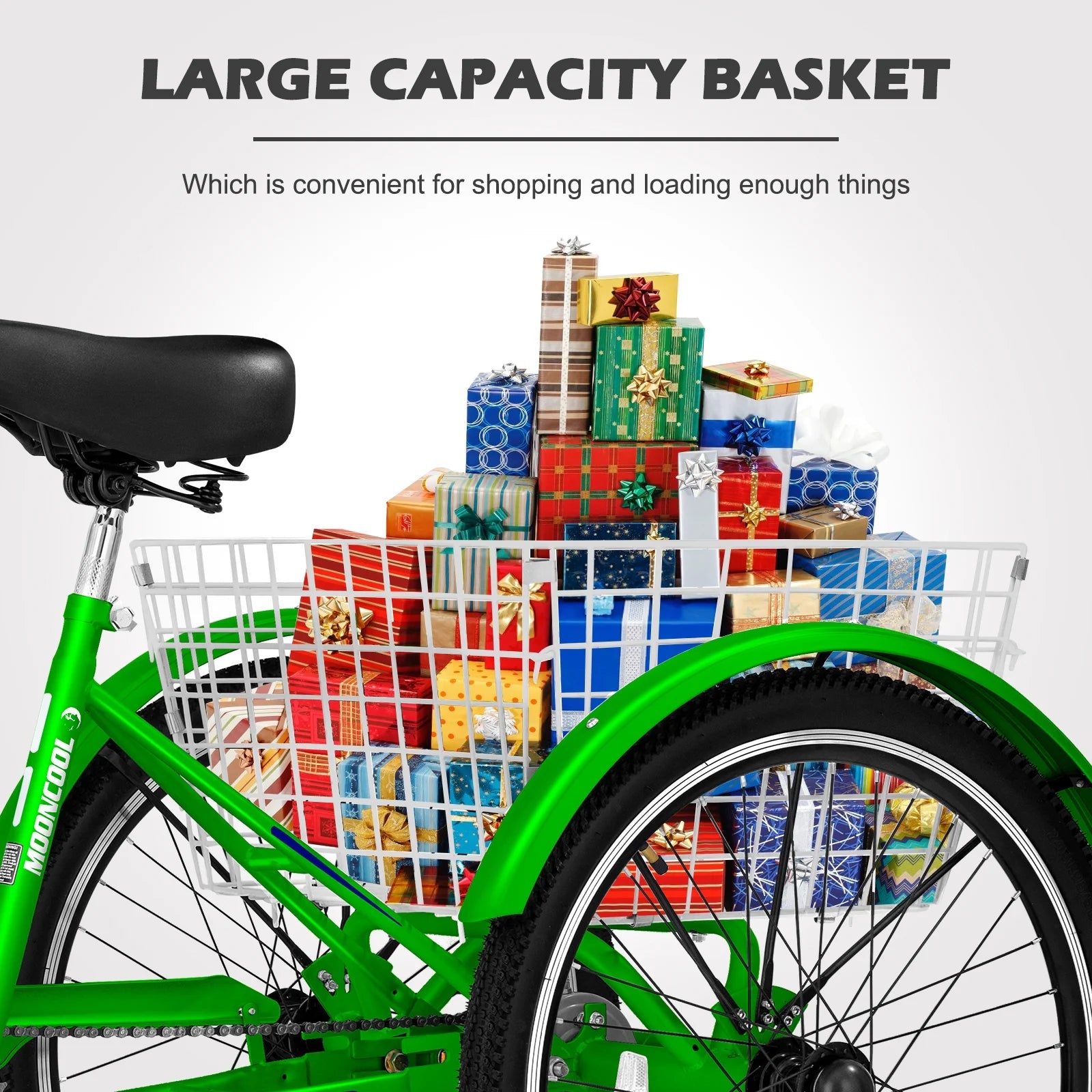 24" 7 Speed Three Wheel Tricycle Bike with Large Basket N673022