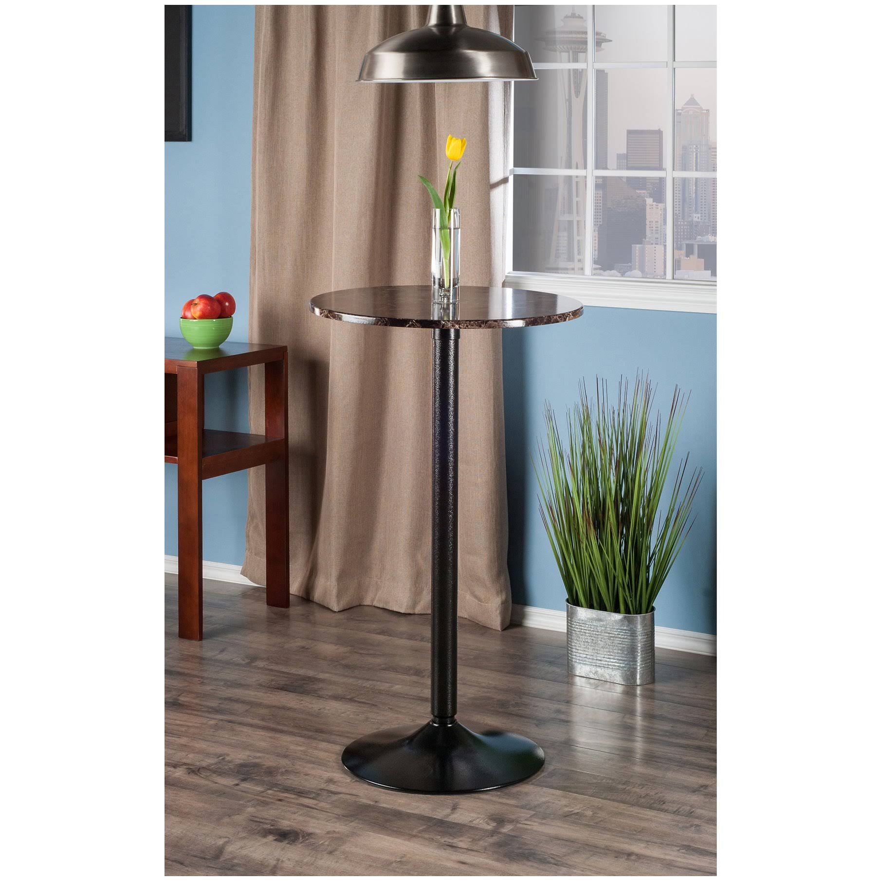 Black Round Faux Marble Top Pub Table A24822